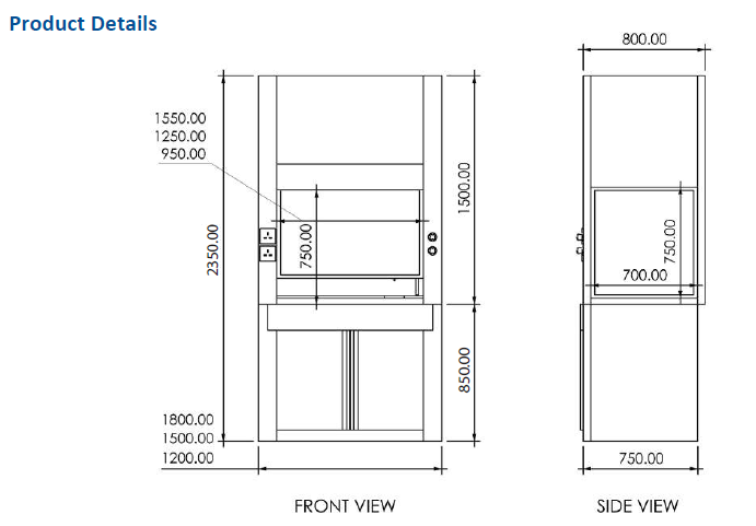 demonstration fume hood details
